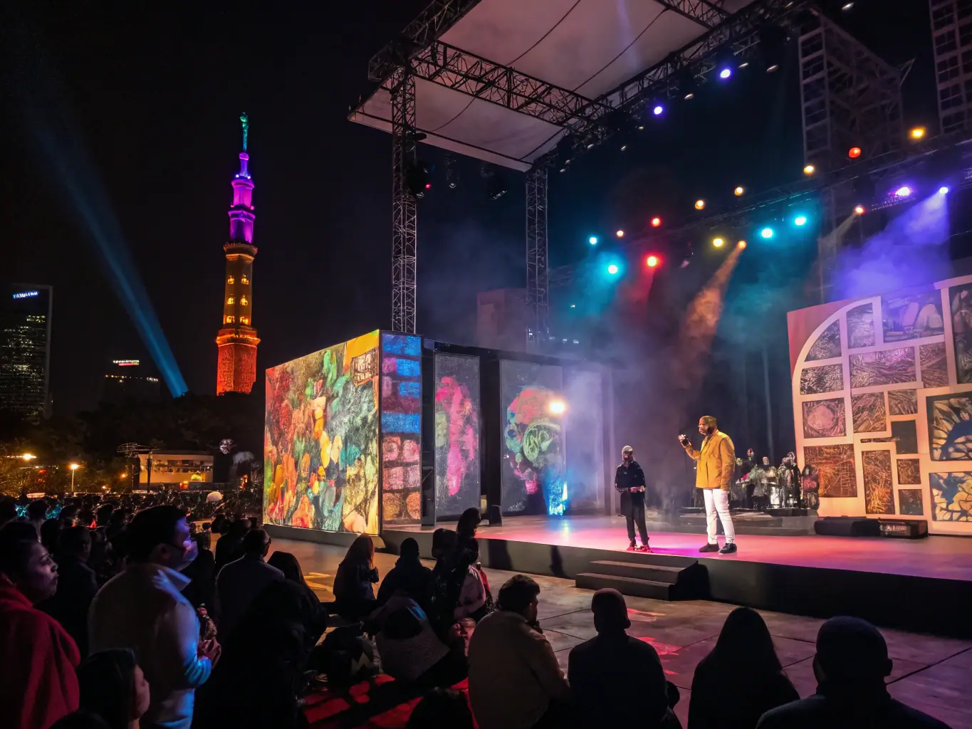 A dynamic scene from one of QUALITE FEROCE's events, capturing the energy and creativity of the graphic arts community.